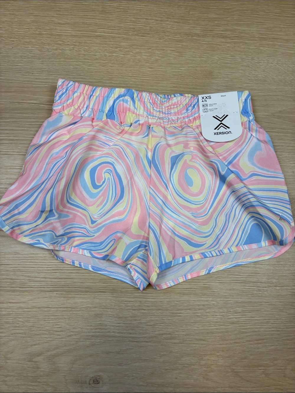 NEW Xersion Pastel Swirl Athletic Shorts - Pink/Blue/Yellow 4/5T